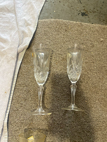 Clear etched glass - glass, champagne
