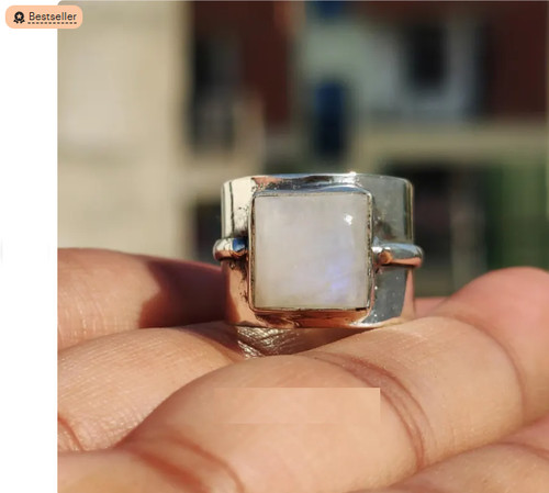 Moonstone ring handmade solid - moonstone,