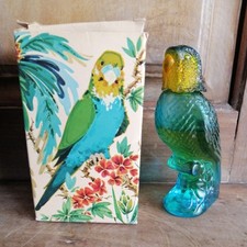 VINTAGE RETRO BOXED GLASS AVON EAU DE COLOGNE PERFUME KITSCH PARAKEET MOONWIND