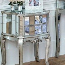 Mirrored 2 Drawer Bedside Lamp Table - Tiffany Range UNBOXED NEW ITEMS