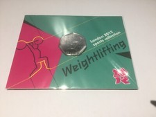 2012 LONDON OLYMPIC SPORTS 2011 WEIGHTLIFTING  50p COIN UNC SEALED IN CARD.