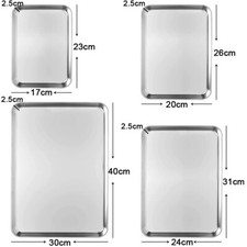 Stainless Steel Baking Tray Set Non-Stick Sheet Oven Bakeware Pans BBQ Plate