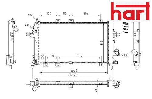 Coolant radiator 614 275 hart - radiator,