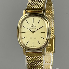 OMEGA De Ville Vintage Ladies Watch New Gold SS Band New Battery 591.0021