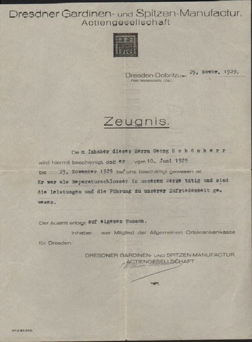 Dresden dobritz letter - letter, 1929