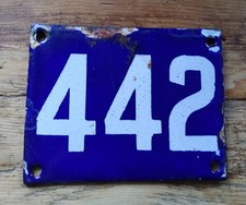 VINTAGE FRENCH PORCELAIN ENAMEL HOUSE NUMBER 442 BLUE & WHITE DOOR PLATE SIGN!