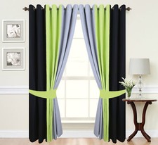 Eyelet Ring Top Ready made Designer Curtains Black Lime Green Grey