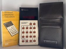 Rockwell Electronic Calculator 8R + Instruction Manual + Case 1980s Retro Rare