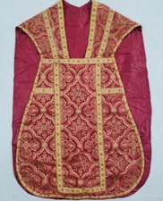 Vintage French Silk Brocade Church Priest Chasuble Liturgical Vestment 103x70cm