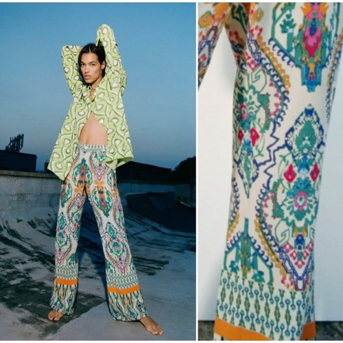 Zara printed flared trousers - zara,