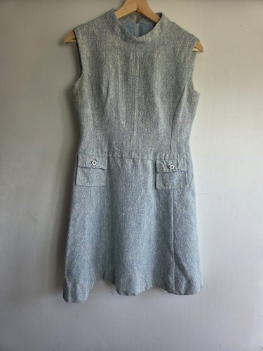 Vintage 60s blue tweed - 60s, shift