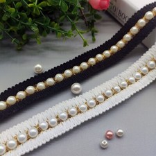 Central Pearl Beaded Braid Trim Ribbon Edging Craft Sewing Home Deco Hat Bag