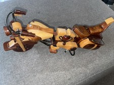 Handcrafted Wooden Motorcycle Model Ornament Collectible Decor Needs Attention