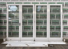 WOODEN BIFOLDING DOORS BIFOLDS SLIDING FOLDING WOOD DOUBLE GLAZED EXTERNAL USED