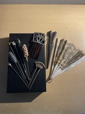 Vintage Ladies’ Accessories, Hat Pins, Hair Combs, Glove Stretchers, Fan