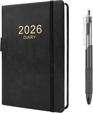 2026 Diary A5 Page a Day, 352 Pages Soft Cover Diary 2026 with Pen, A5 Week to V