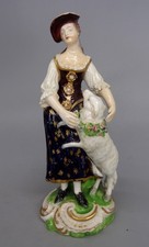 13.5 cm Circa 1830 Bloor Derby Porcelain Figure of Shepherdess