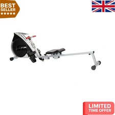 Silver Alloy Steel Folding Rower with LCD Display & Quiet Elastic Drive System