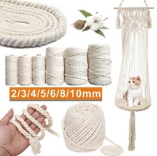 Artisan Twisted Hand 2-10mm Cotton Craft Cord Natural Macrame Beige Rope