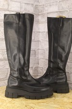 BLACK FAUX LEATHER PLATFROM