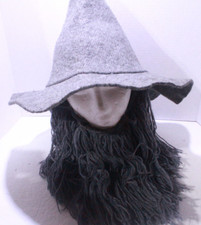 The Hobbit Gandalf the Grey Wizard Hat with Beard Halloween Cosplay LOTR