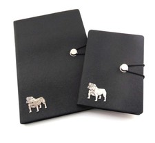 English Bulldog Black A6 and A5 Notebooks Journals Gift Set English Bulldog Gift