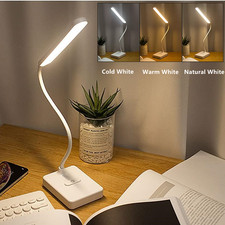 LED Desk Reading Lamp Dimmable Flexible USB Rechargeable Touch Bedside Lights UK