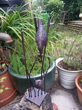 Birds reeds garden statue - on,