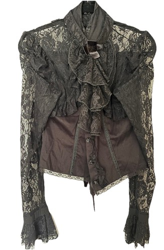 Black lace victorian blouse - black,