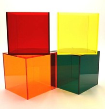 Plastic Perspex Cube Display Stand 5 Sided Box Acrylic Tray Retail Shop Holder