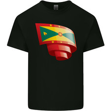 Curled Grenada Flag Grenadians Day Football Kids T-Shirt Childrens