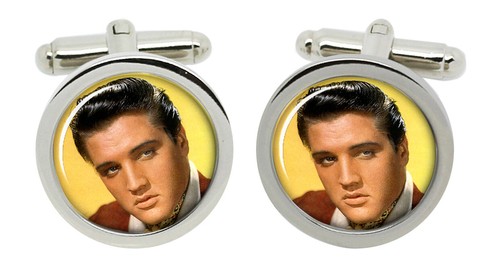 Elvis cufflinks chrome box - chrome,