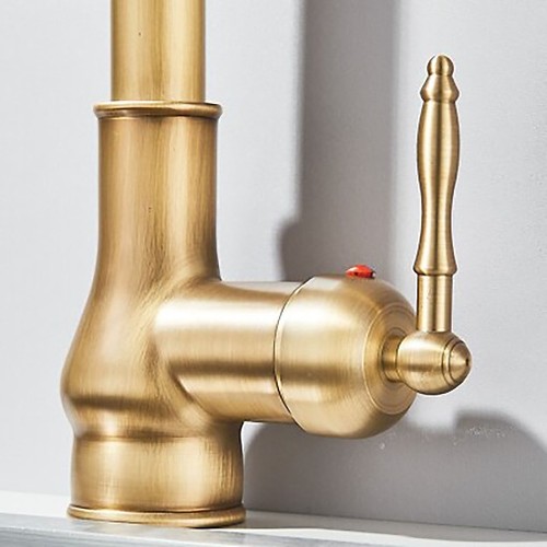 Single lever tap antique brass - lever,
