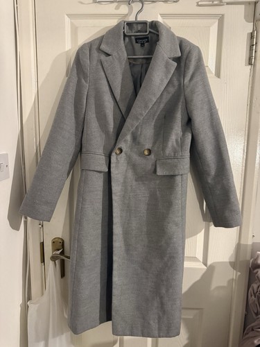 Topshop grey coat with - topshop, fake
