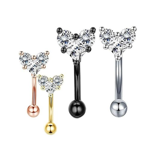 Crystal heart navel bar - navel, belly