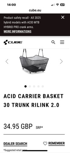 Cube acid trunk rilink rear - 30,