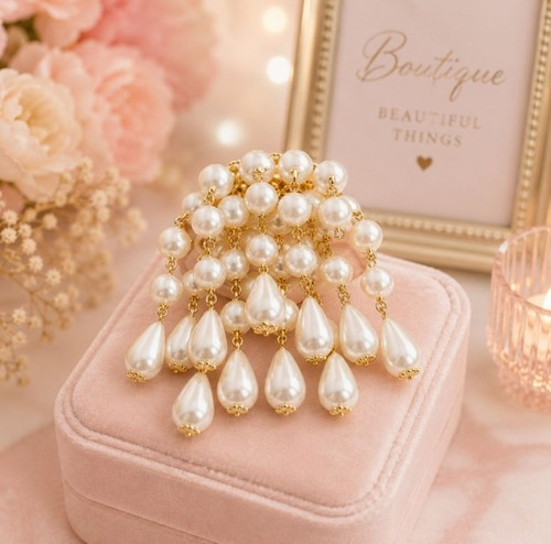 Vintage gold pearl cascade - &,