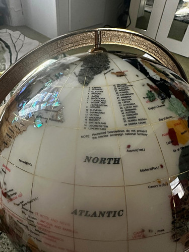 Gemstone world globe brass - world,