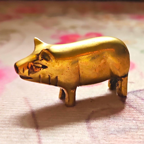 Small brass pig - pig, /