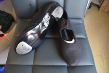 Black canvas low heel tap - black,