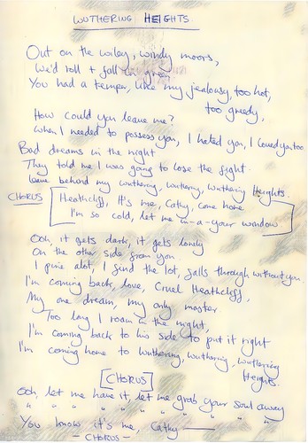Kate bush handwritten lyrics - kate,