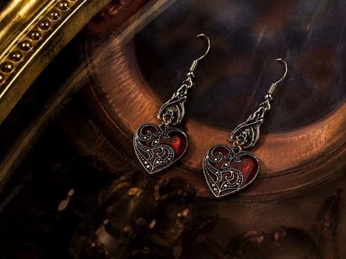 Vintage gothic heart earrings - gothic,
