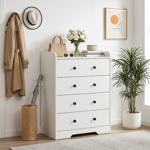 White drawer chest of - white, 4‑drawer