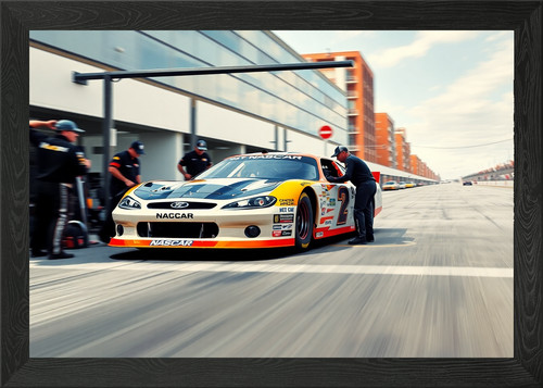 Nascar stock car pit framed - stock,