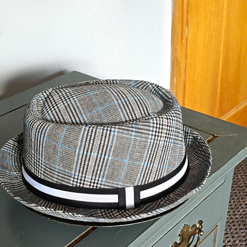 Grey plaid trilby pork - plaid, /