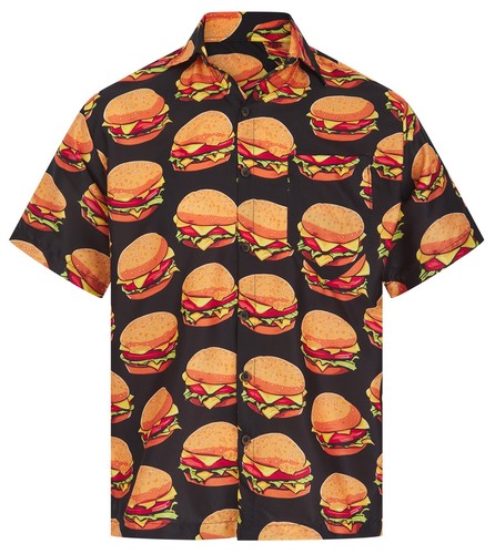 Burger shirt hawaiian print - hawaiian,