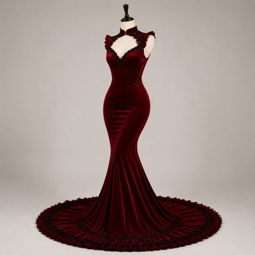 Women burgundy velvet gothic - women's,