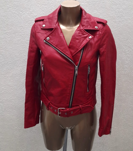 Zara red leather biker jacket - zara,