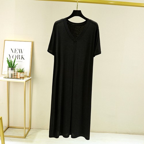 Womens modal neck nightdress - v-neck,