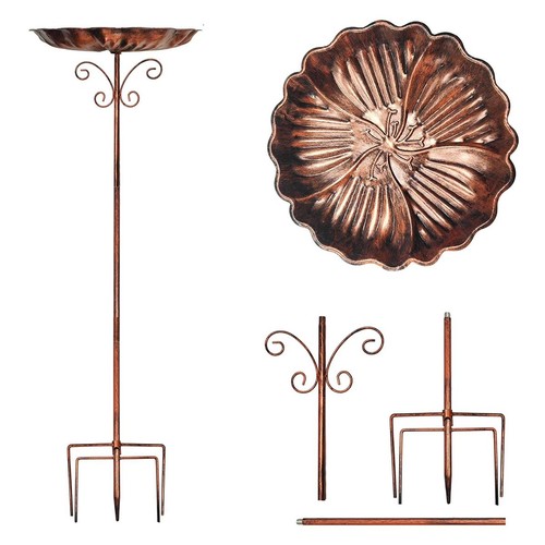 Iron freestanding bird bath - bird,